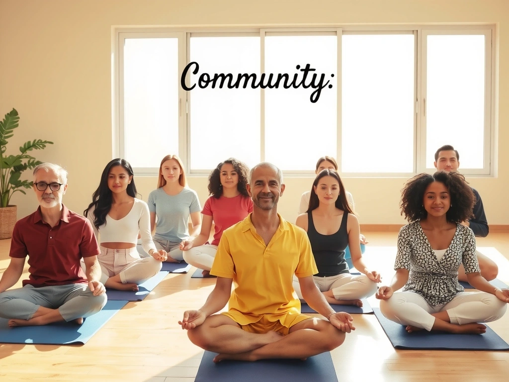 A diverse group of people meditating together, symbolizing community and connection.