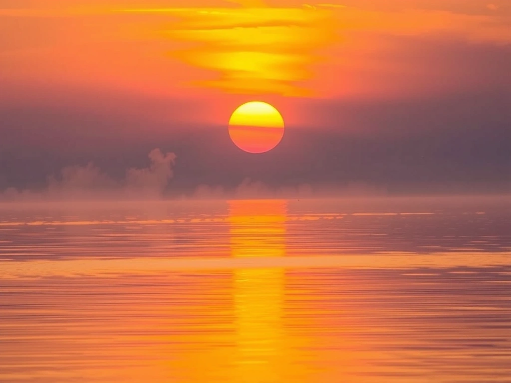 A serene image of a sunrise over a calm lake, symbolizing new beginnings and growth.