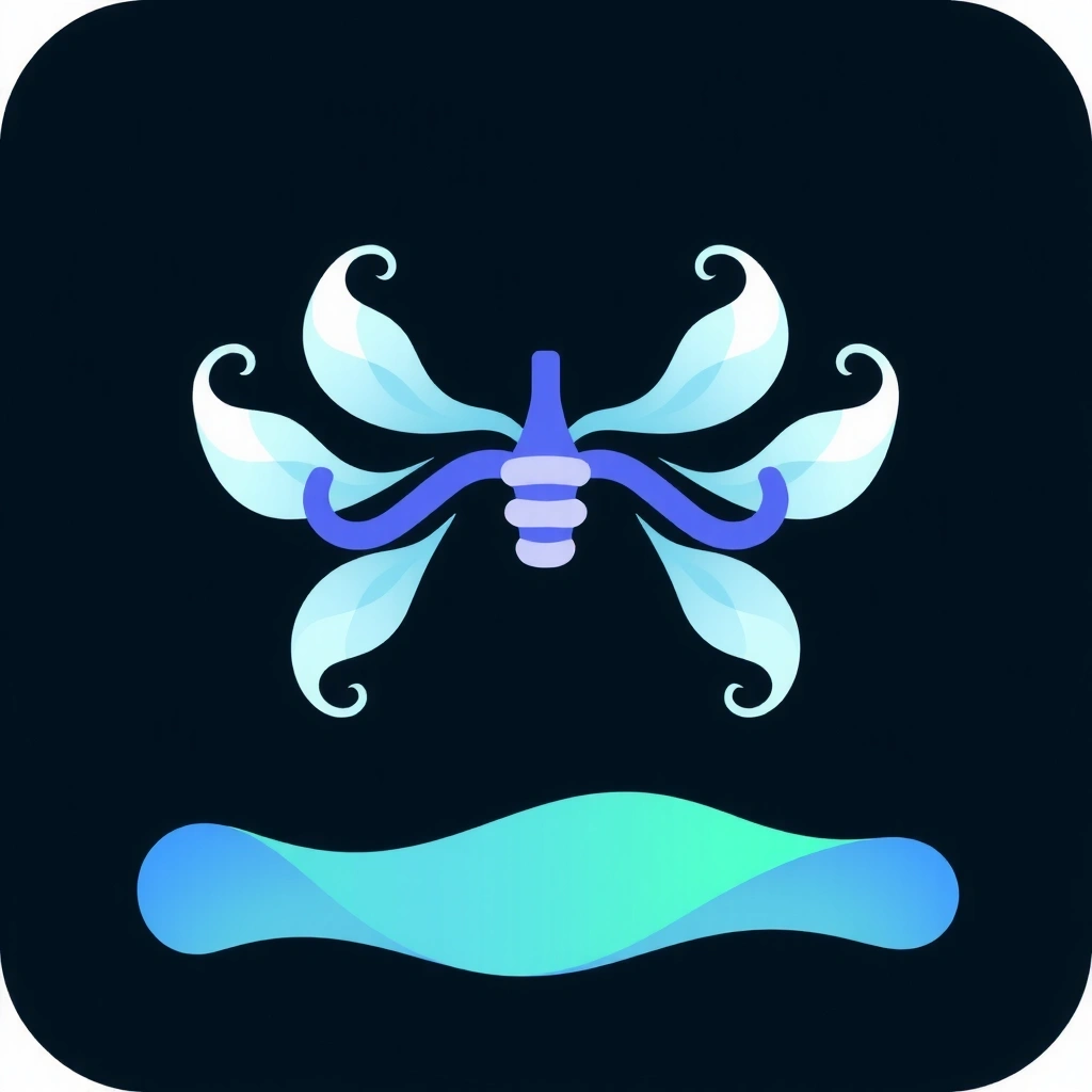 An abstract icon representing deep breathing and meditation.