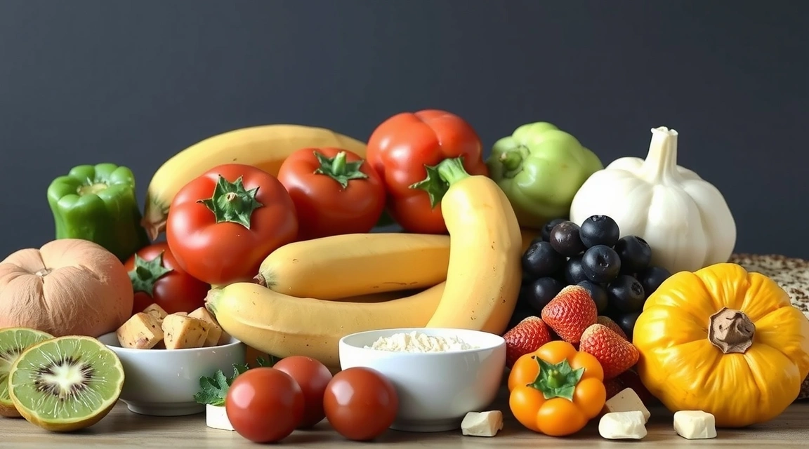 An image depicting various healthy, colorful foods, representing nutrition and wellness.