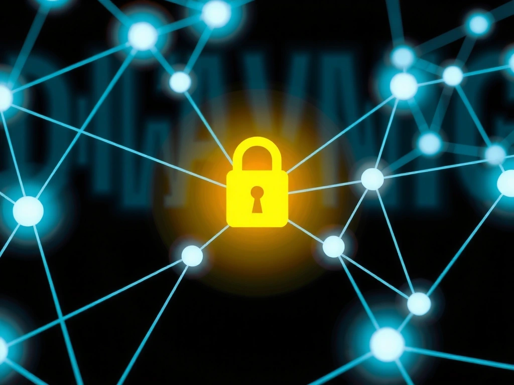 Digital lock icon surrounded by a secure network, symbolizing robust data protection measures